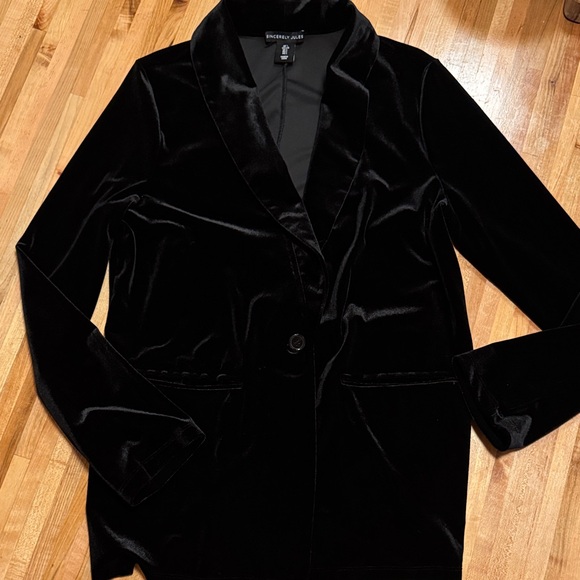Sincerely Jules Black Velvet Blazer Large - Picture 2 of 8